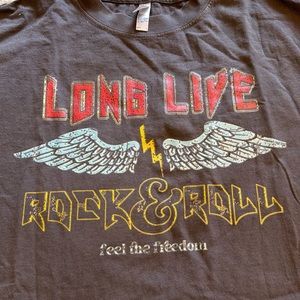 NWOT side slit tee long live rock n roll